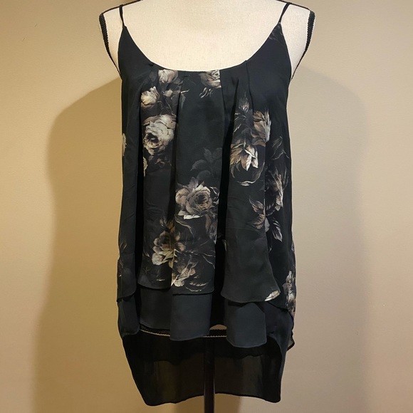 Chaser Black Floral High Low Tank Top - Picture 2 of 8